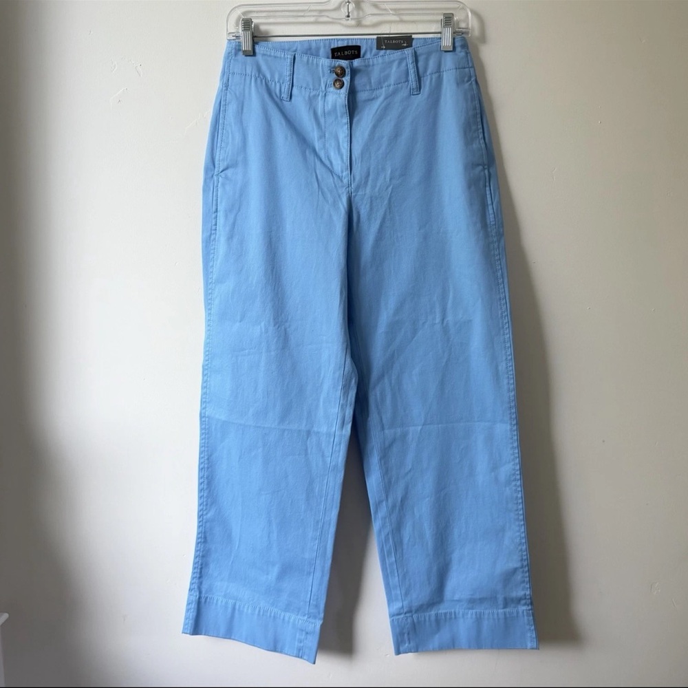 Talbots Women’s Petite 2P Blue Supersoft Stretch New England Chino Wide Leg NWT